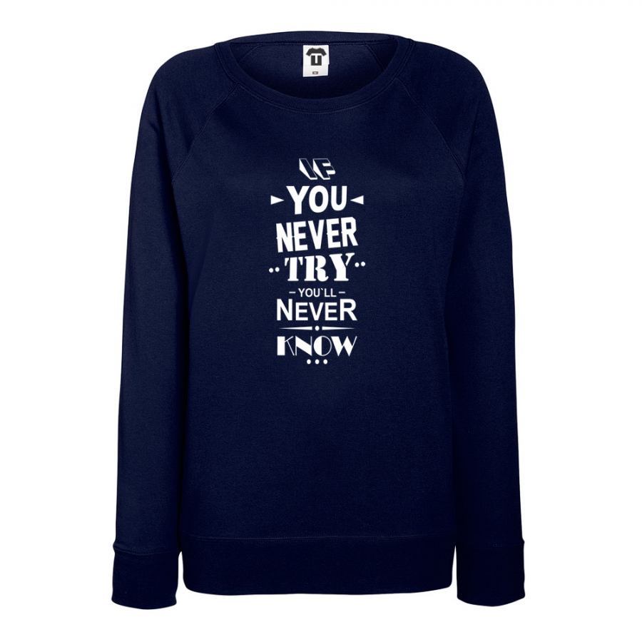 Γυναικεία μπλούζα σκούρο μπλε χρώμα If you never try You will never know