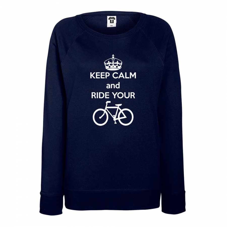 Γυναικεία μπλούζα σκούρο μπλε χρώμα  Keep calm and ride your bike