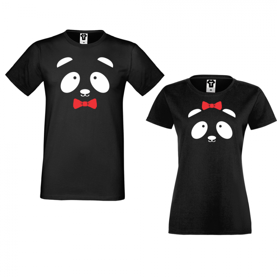 Μπλούζες για ζευγάρια μαύρο χρώμα Sweet Panda