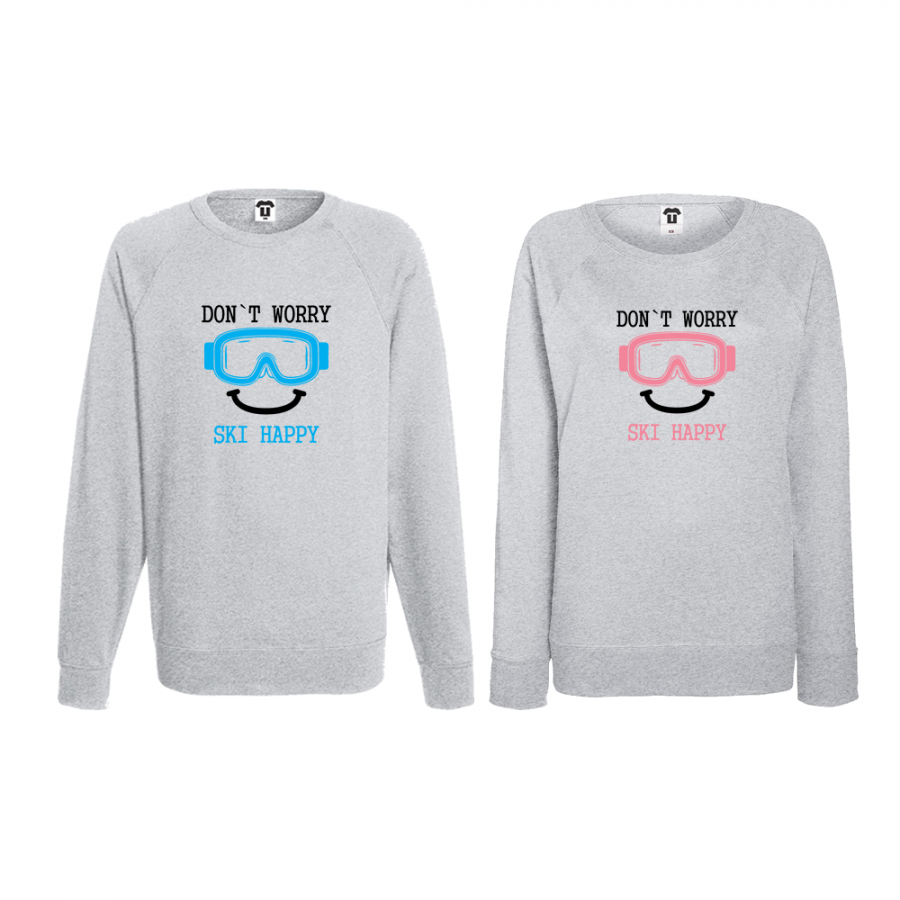 Σετ μπλούζες για ζευγάρια Don't worry ski happy