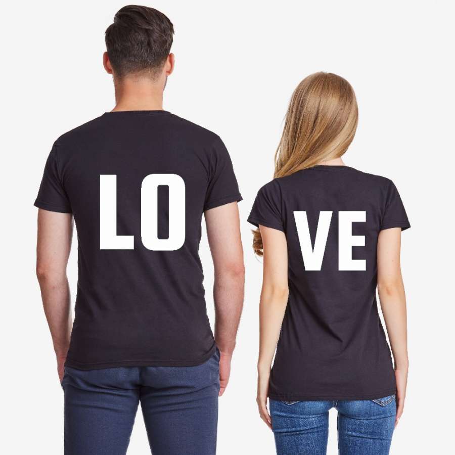 Σετ μπλούζες για ζευγάρια μαύρο χρώμα  LOVE