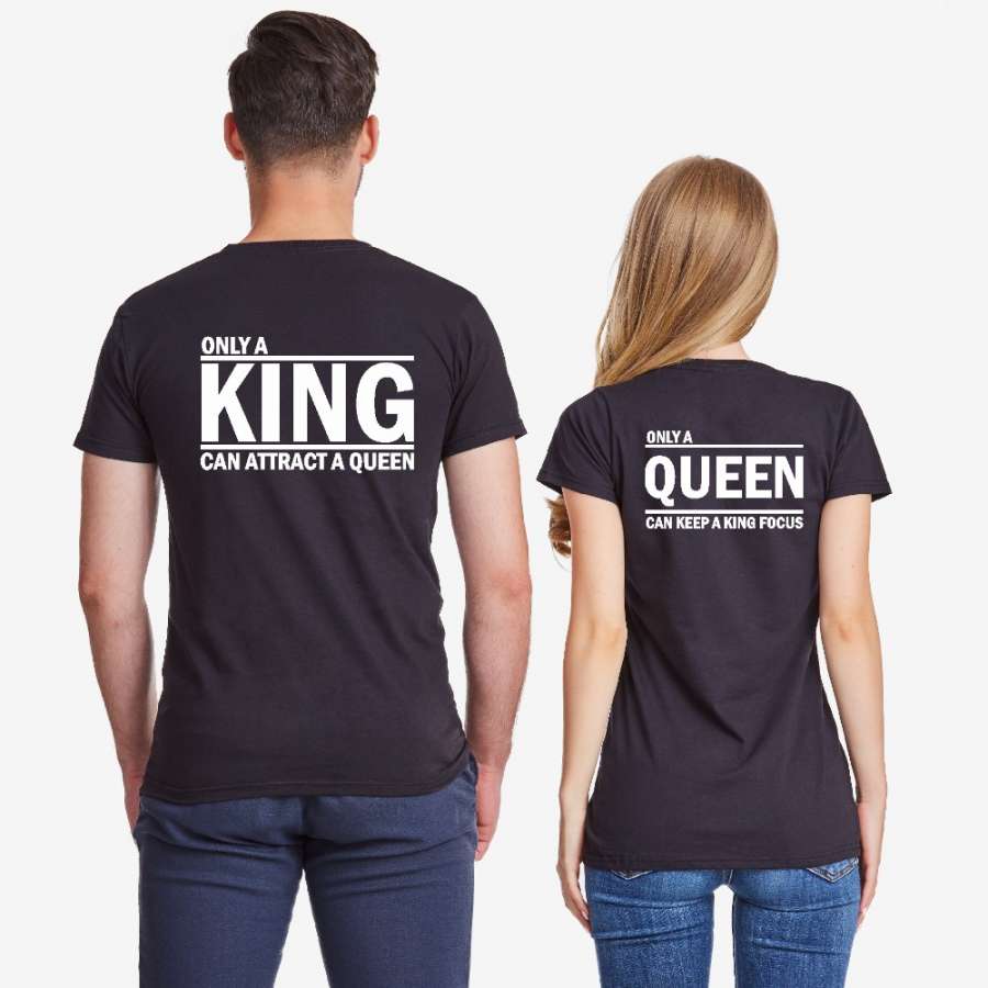 Σετ μπλούζες για ζευγάρια μαύρο χρώμα  ONLY KING