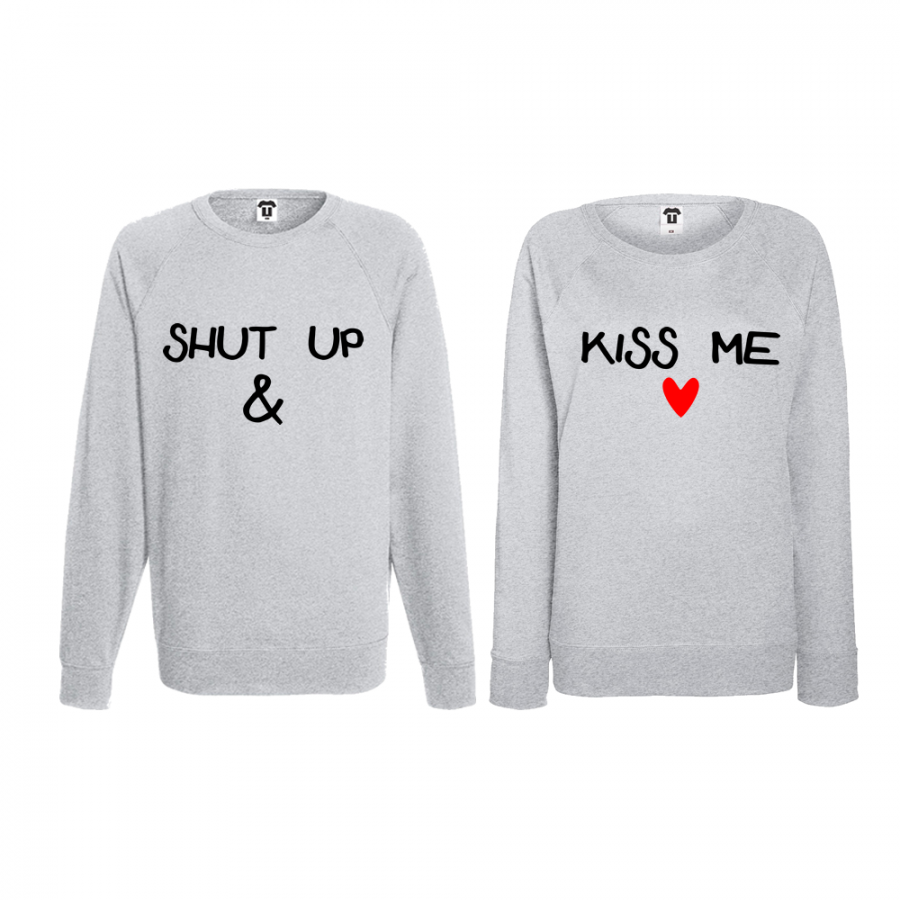 Σετ μπλούζες για ζευγάρια Shut up and Kiss me