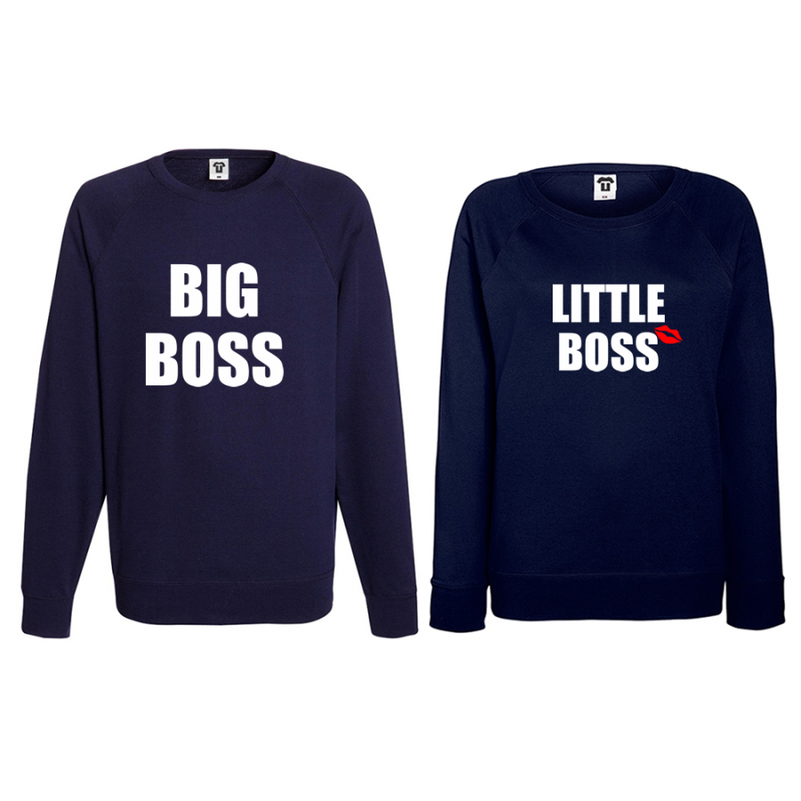 Σετ μπλούζες για ζευγάρια σκούρο μπλε Big and Little Boss