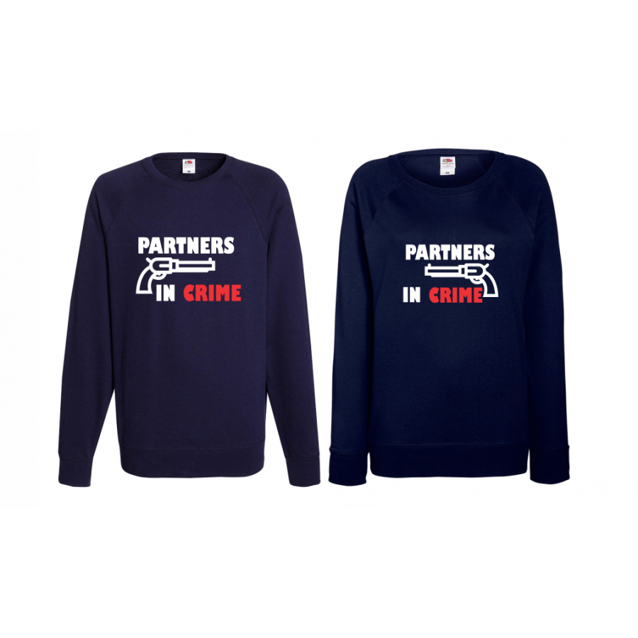 Σετ μπλούζες για ζευγάρια σκούρο μπλε Partners in Crime