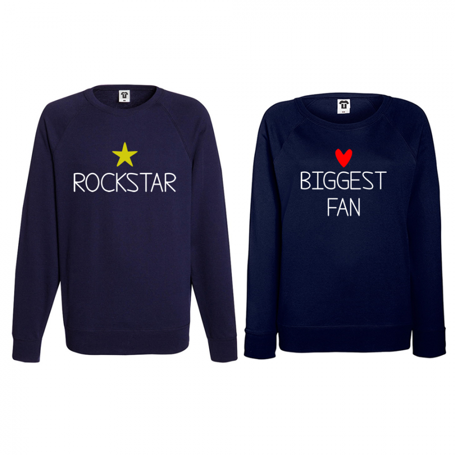 Σετ μπλούζες για ζευγάρια σκούρο μπλε Rockstar and Fan