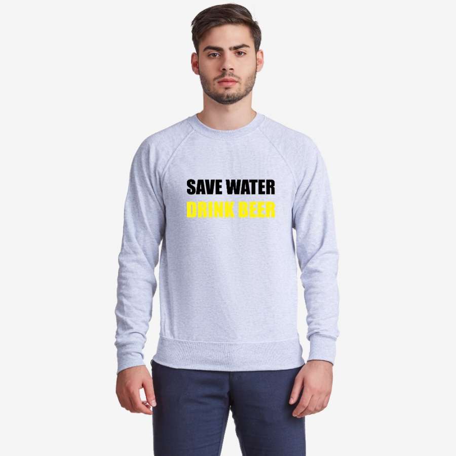 Ανδρική μπλούζα γκρι χρώμα Save Water Drink Beer