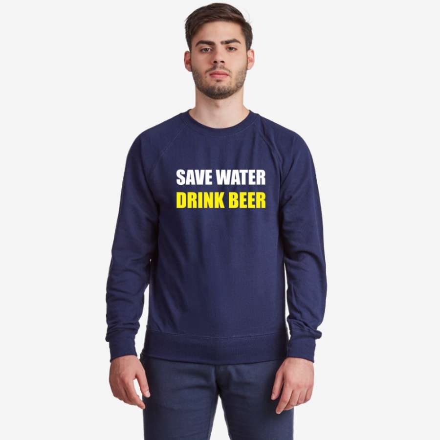 Ανδρική μπλούζα σκούρο μπλε χρώμα  Save Water Drink Beer