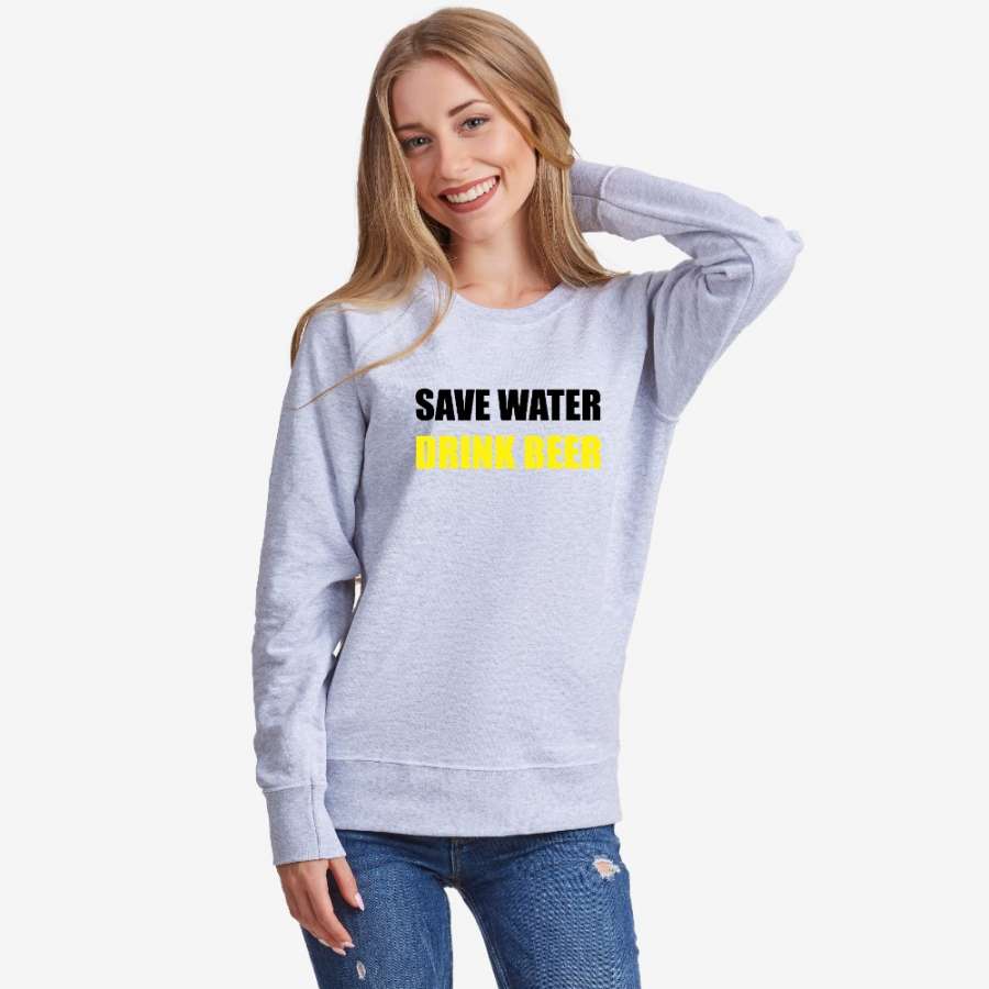 Γυναικεία μπλούζα γκρι χρώμα Save water Drink Beer