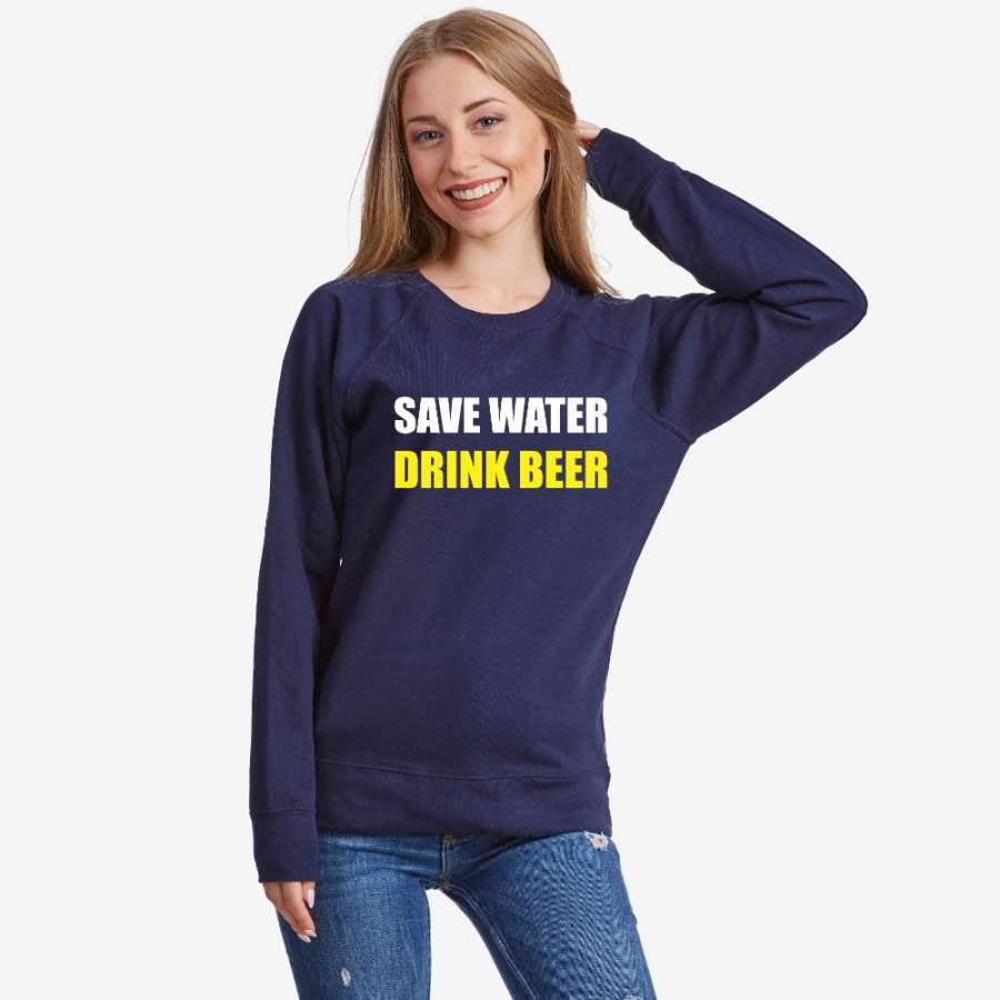 Γυναικεία μπλούζα σκούρο μπλε χρώμα Save water Drink Beer