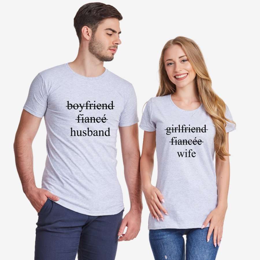Γκρι μπλουζάκια για ζευγάρια Boyfriend/Fiancé/Husband and Girlfriend/Fiancée/Wife
