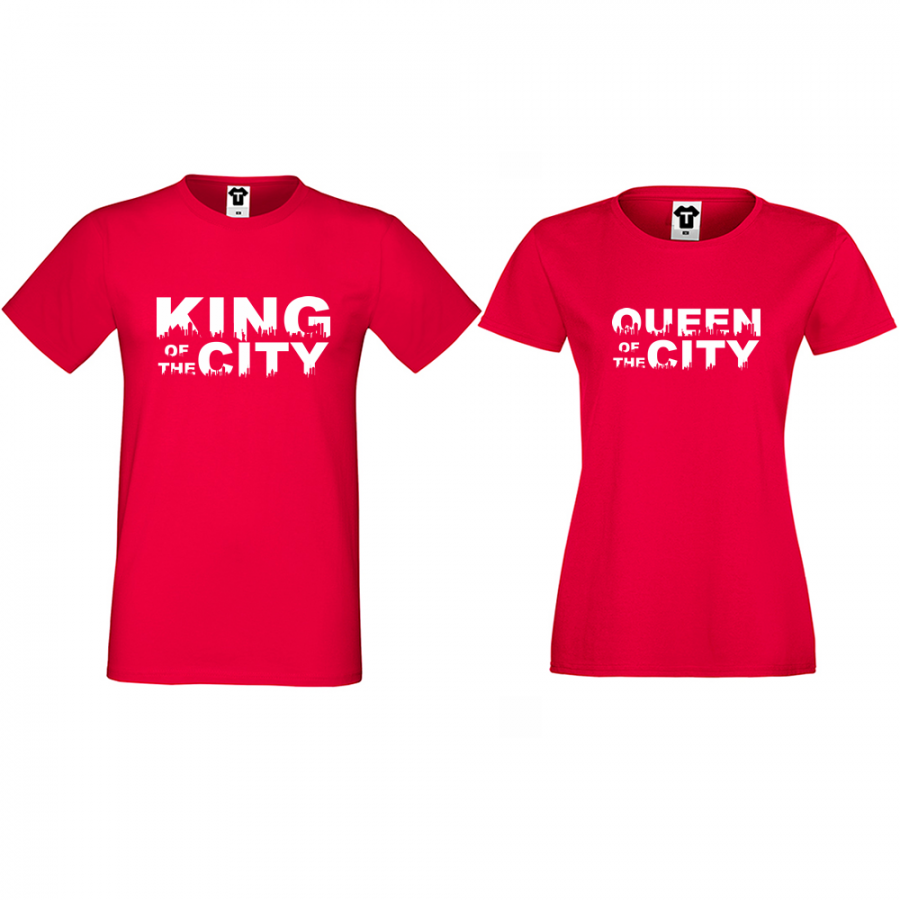 Κόκκινα μπλουζάκια για ζευγάρια King Queen of the city
