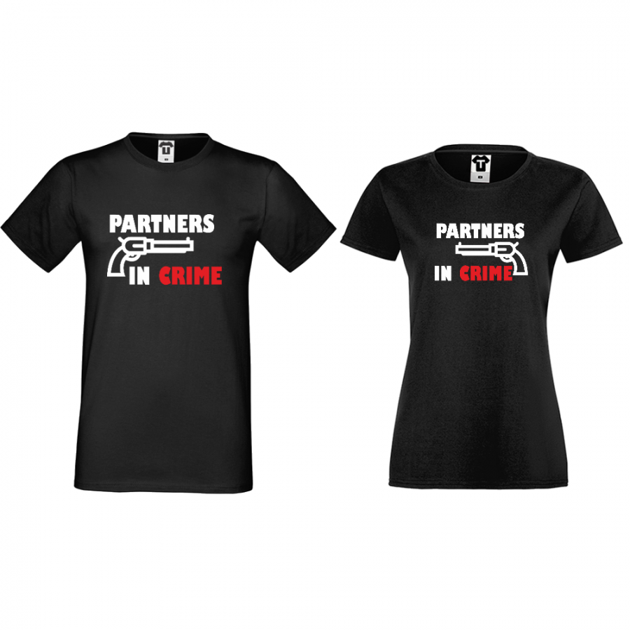 Μπλούζες για ζευγάρια μαύρο χρώμα Partners in Crime