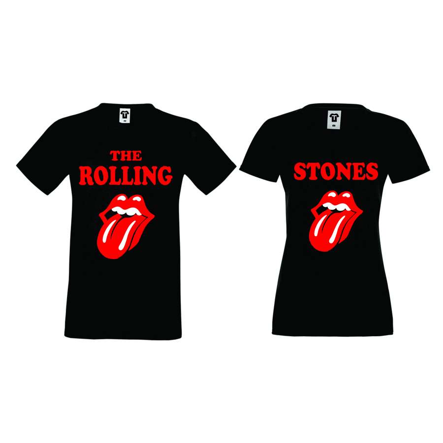Μπλούζες για ζευγάρια μαύρο χρώμα THE ROLLING STONES