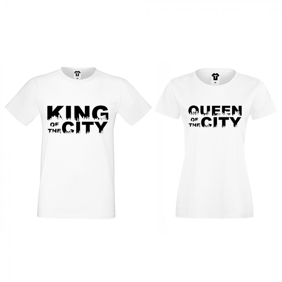Σετ για ζευγάρια άσπρο χρώμα King Queen of the city