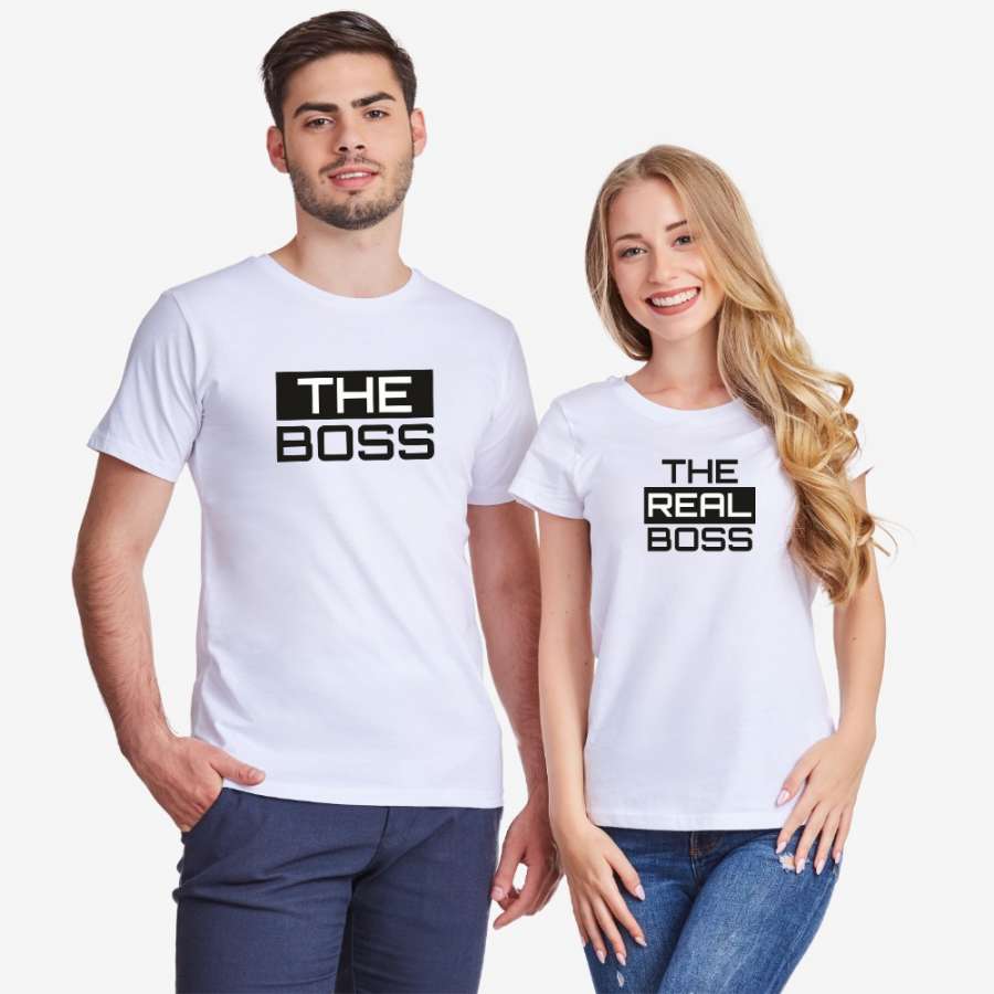 Μπλούζες για ζευγάρια άσπρο χρώμα The Real Boss