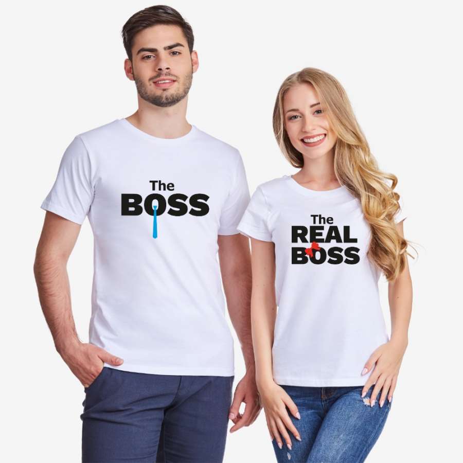 Μπλούζες για ζευγάρια άσπρο χρώμα The Real Boss Tie