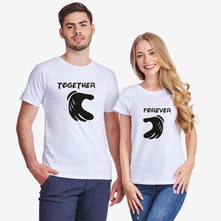Μπλούζες για ζευγάρια άσπρο χρώμα Together Forever Hands