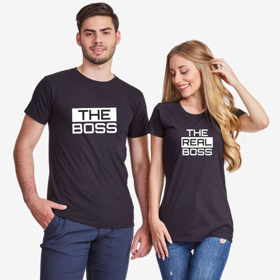 Μπλούζες για ζευγάρια μαύρο χρώμα The Real Boss