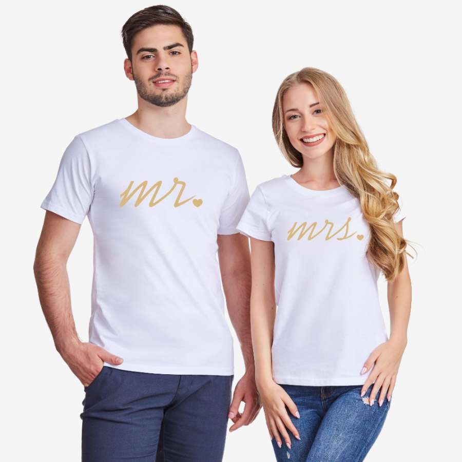 Σετ για ζευγάρια άσπρο χρώμα Mr and Mrs Gold