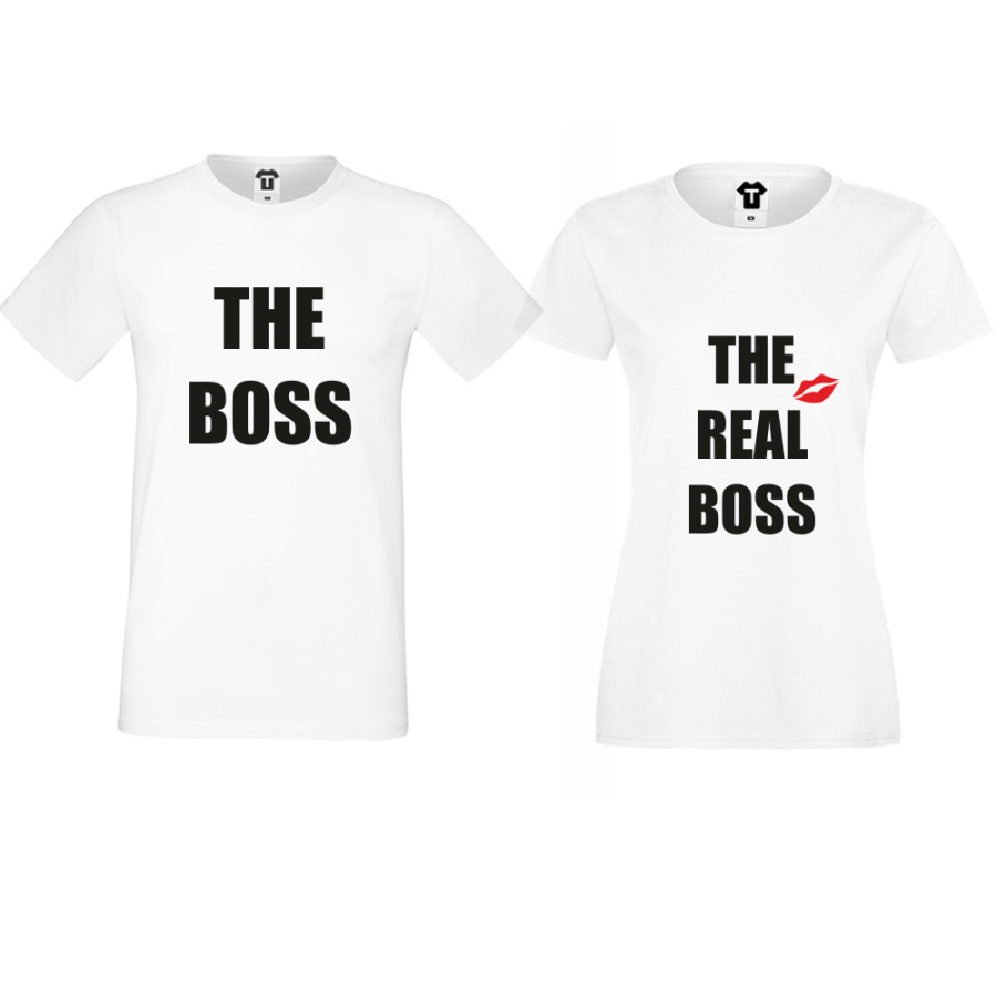 Σετ για ζευγάρια άσπρο χρώμα The Boss The Real Boss