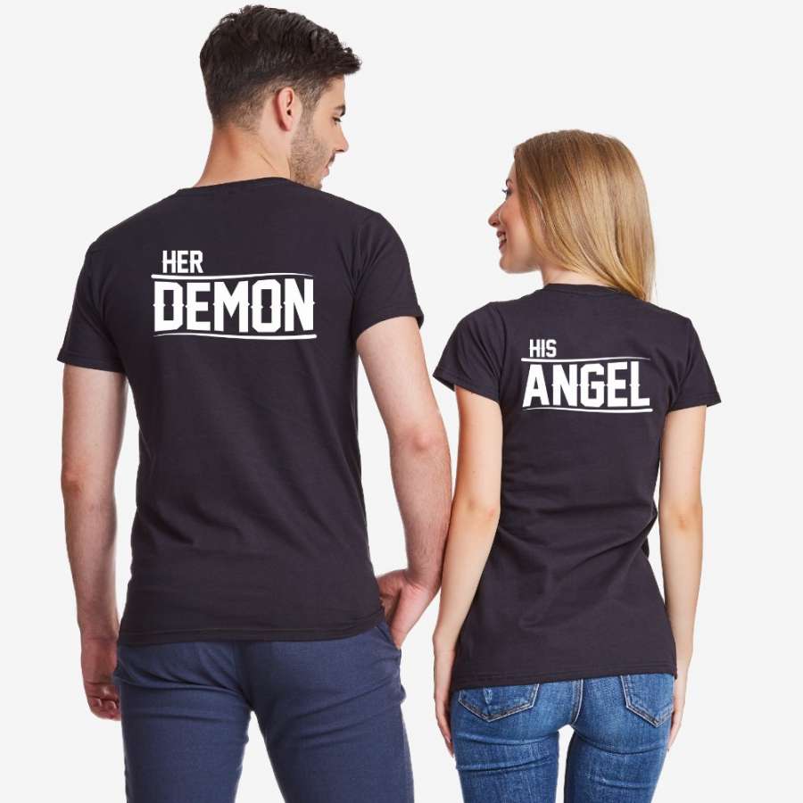 Σετ για ζευγάρια μαύρο χρώμα Her Demon and His Angel