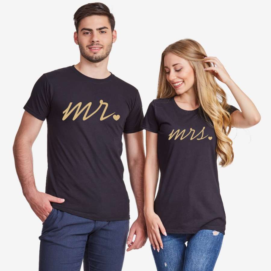 Σετ για ζευγάρια μαύρο χρώμα Mr and Mrs Gold