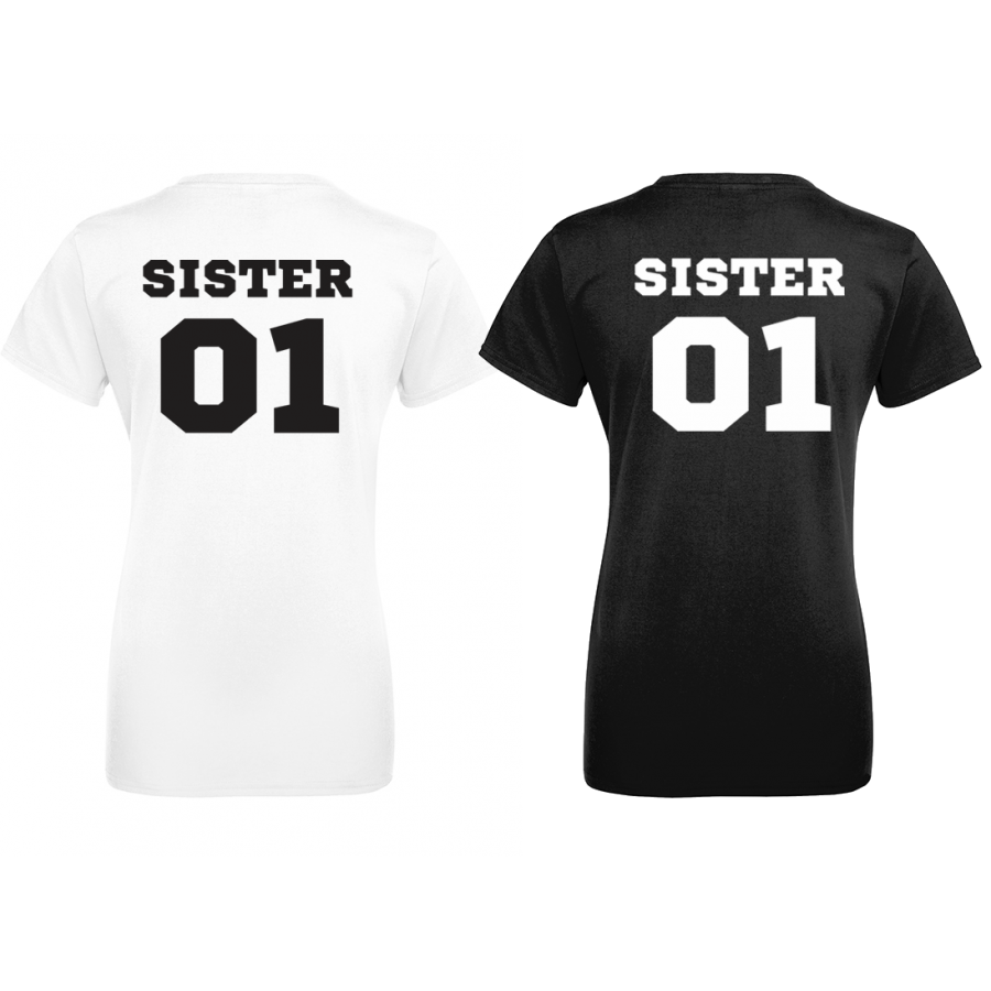 Σετ μαύρες μπλούζες με στάμπα SISTERS 01