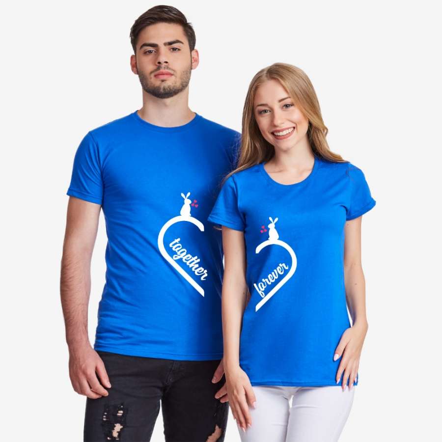 Σετ μπλούζες για ζευγάρι σε μπλε χρώμα Together Forever Bunny