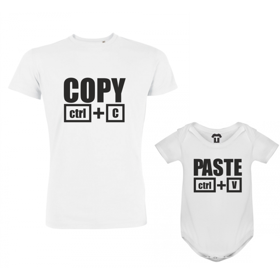 Σετ - ανδρική μπλούζα  και βρεφικό κορμάκι Copy - Paste