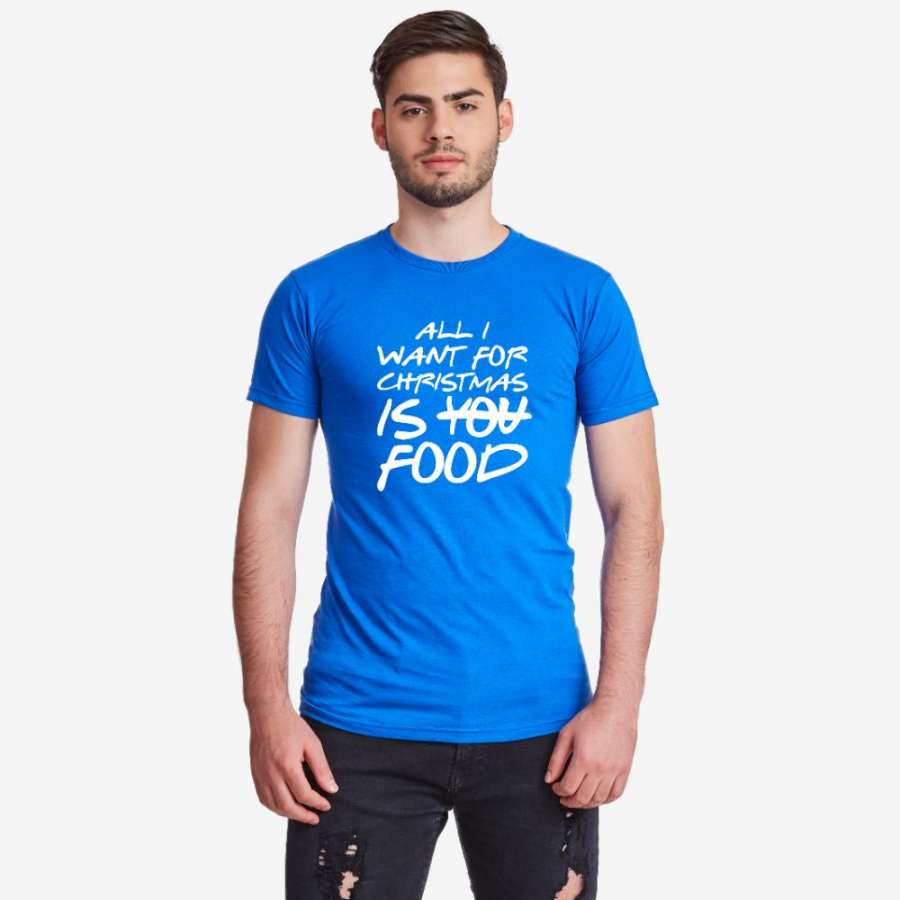 Ανδρικό μπλουζάκι σε διάφορα χρώματα All I want for Christmas is food