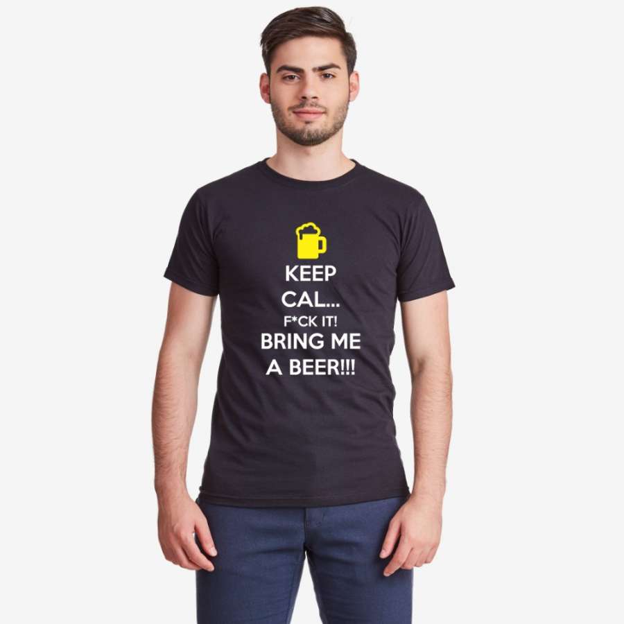 Ανδρική μπλούζα μαύρο χρώμα Keep Calm and bring me a Beer