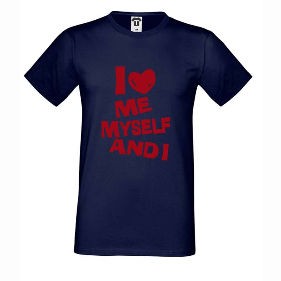 Ανδρική σκούρο μπλε μπλούζα I Love Me