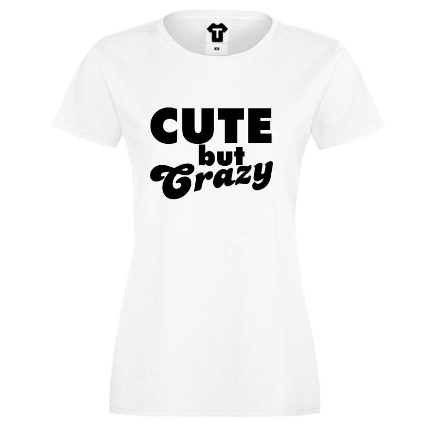 Άσπρη γυναικεία μπλούζα Cute But Crazy