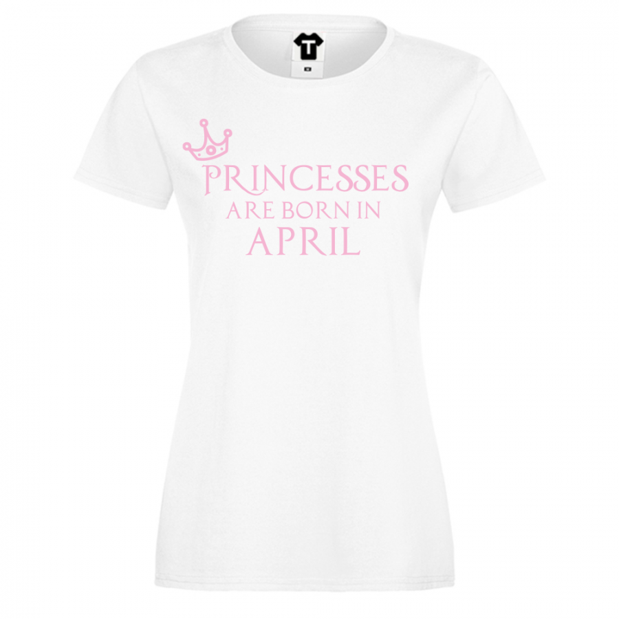 Γυναικεία λευκή μπλούζα Princesses Are Born In April