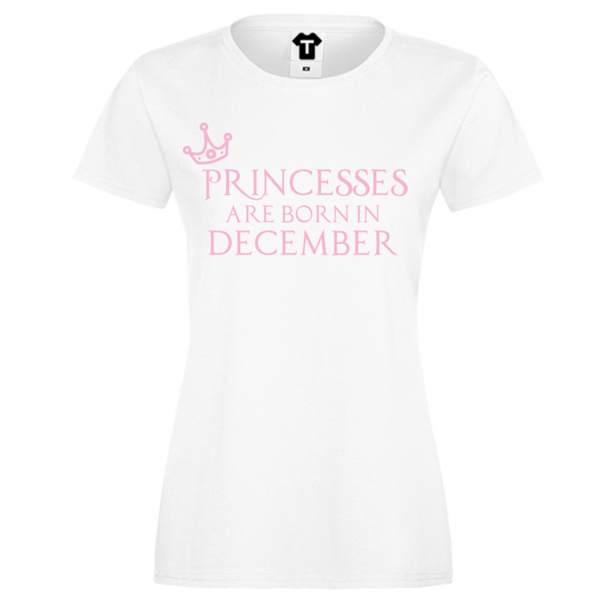 Γυναικεία λευκή μπλούζα Princesses Are Born In December