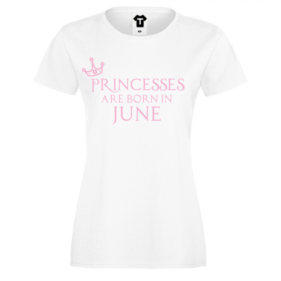 Γυναικεία λευκή μπλούζα Princesses Are Born In June