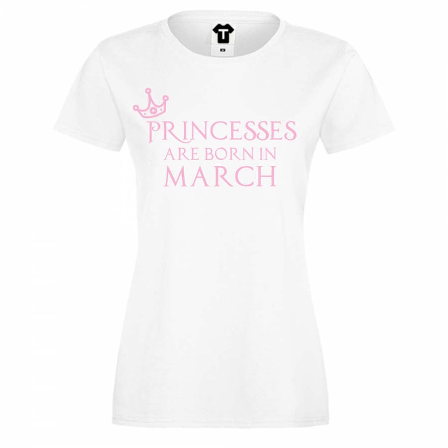 Γυναικεία λευκή μπλούζα Princesses Are Born In March