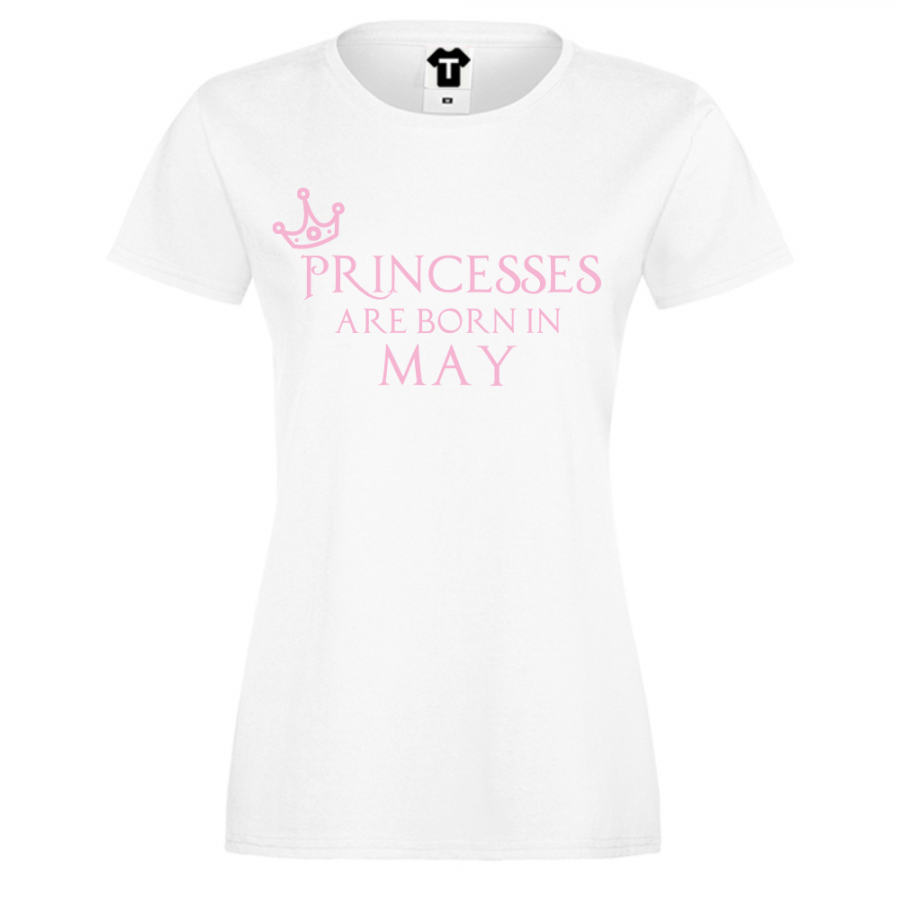 Γυναικεία λευκή μπλούζα Princesses Are Born In May