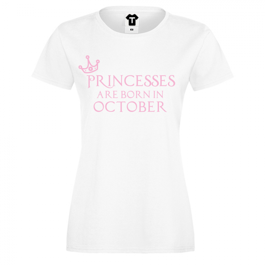 Γυναικεία λευκή μπλούζα Princesses Are Born In Octomber