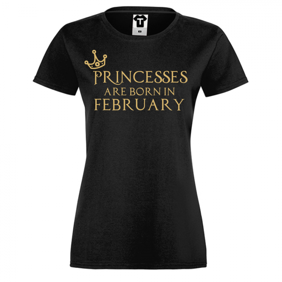 Γυναικεία μαύρη μπλούζα Princesses Are Born In February