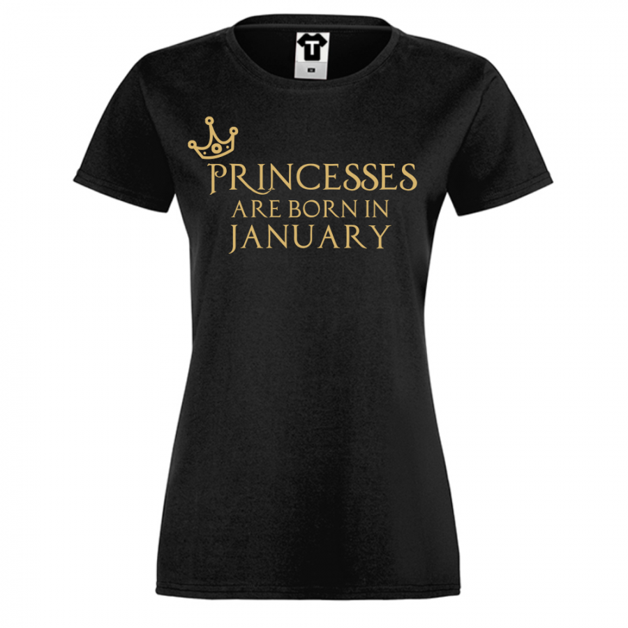 Γυναικεία μαύρη μπλούζα Princesses Are Born In January
