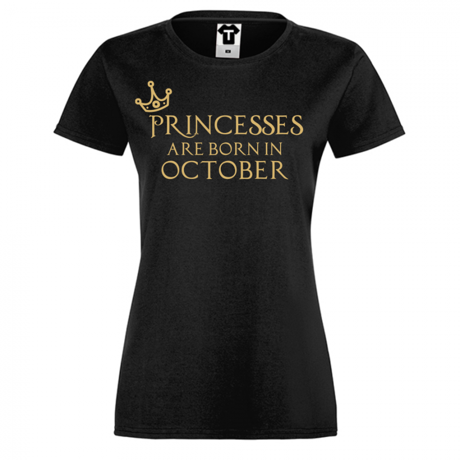 Γυναικεία μαύρη μπλούζα Princesses Are Born In Octomber