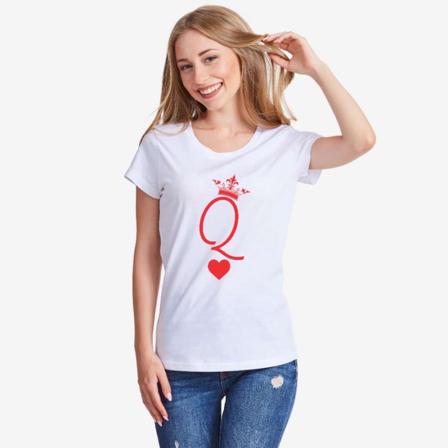 Γυναικεία μπλούζα άσπρο χρώμα Queen Card Symbol