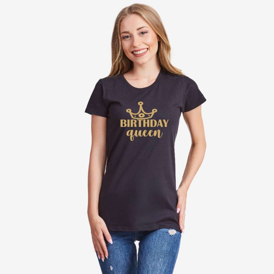 Γυναικεία μπλούζα μαύρο χρώμα Birthday Queen