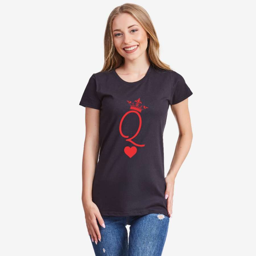 Γυναικεία μπλούζα μαύρο χρώμα Queen Card Symbol