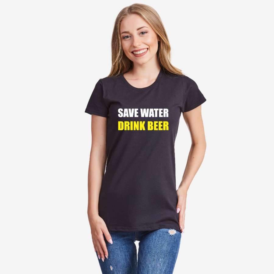Γυναικεία μπλούζα μαύρο χρώμα Save Water Drink Beer