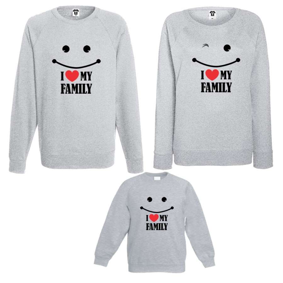 Σετ μπλούζες μαμά, μπαμπάς και παιδί  I love my Family