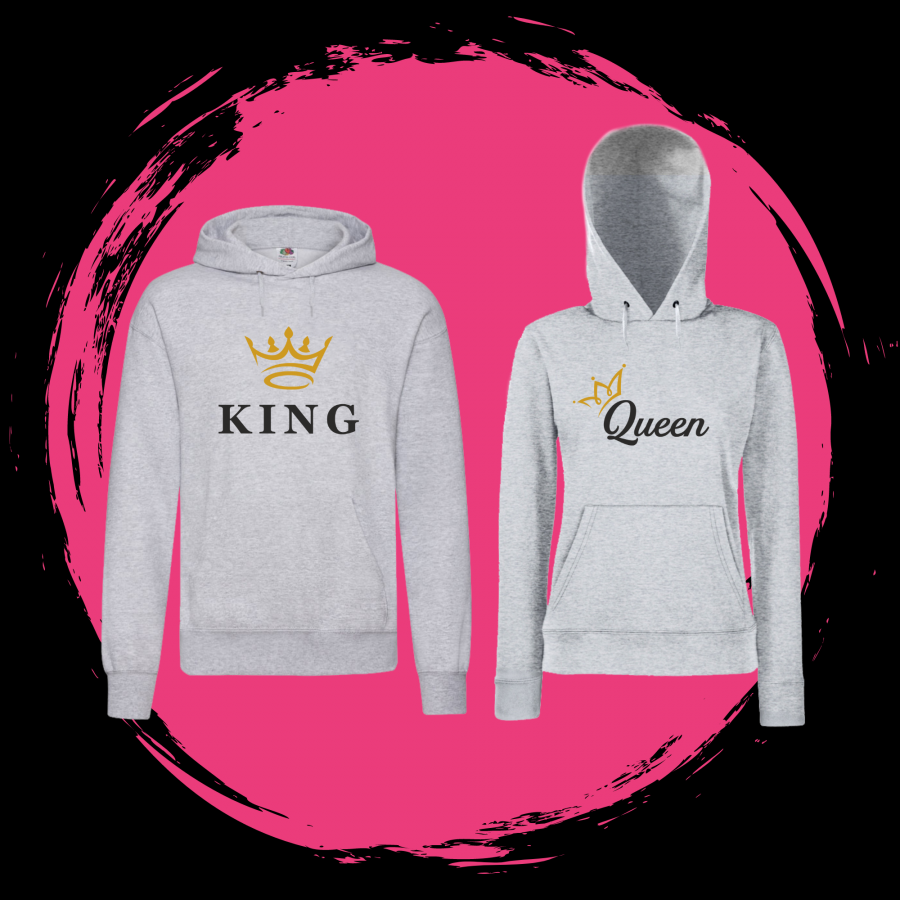 Σετ γκρι φούτερ για ζευγάρια King & Queen 5