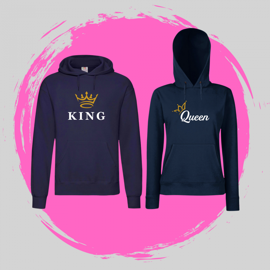 Σετ φούτερ σκούρου μπλε για ζευγάρια King & Queen 5